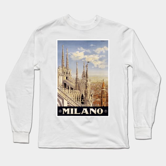 Milano (Milan), Italy Vintage Travel Poster Design Long Sleeve T-Shirt by Naves